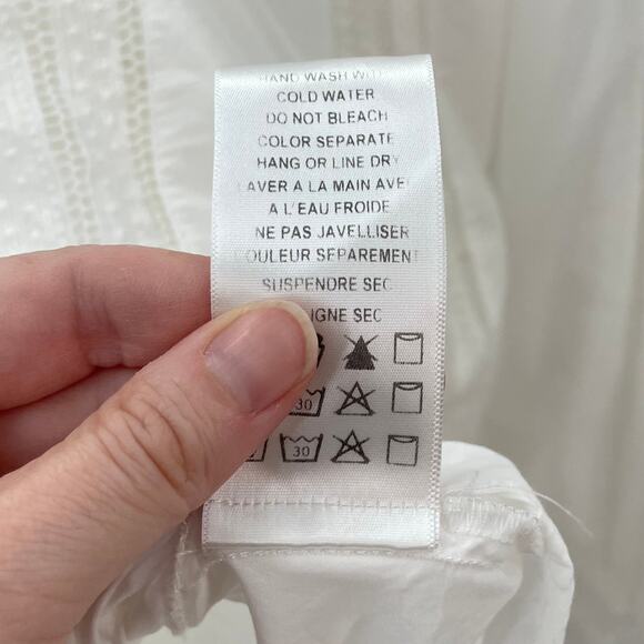 Anthropologie Eri + Ali L Gustavia Dress White Cotton Lace Embroidered Prairie - Picture 11 of 13